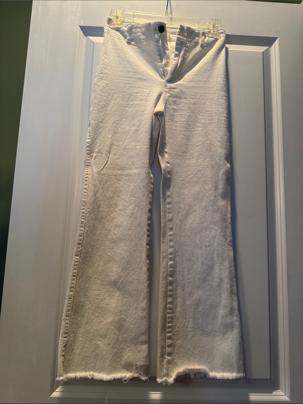 LA MIEL White Flared Raw-Hem Jeans